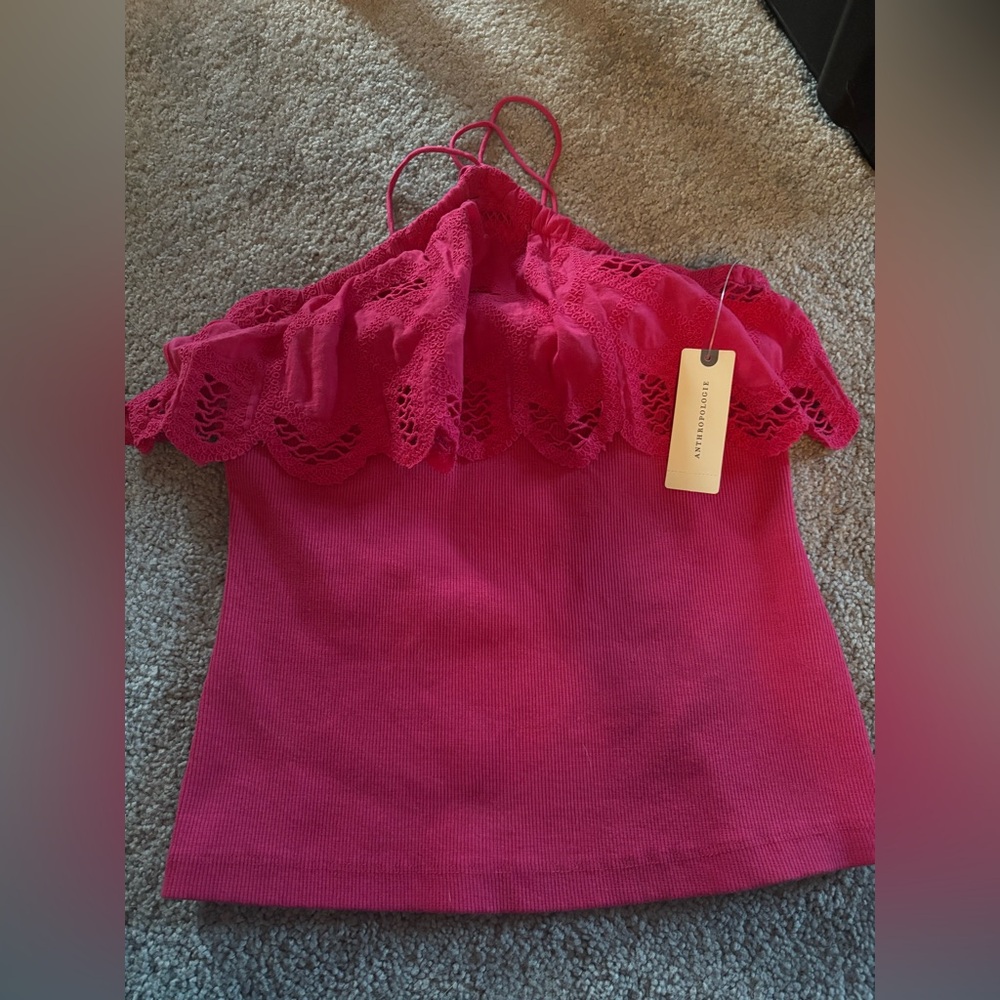 Anthropologie Fuchsia Lace Camisole
